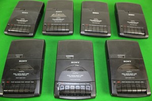 Thumbnail image of Lot of 7 Sony TCM-939 Cassette-Corder Cassette Tape Players Recorders +Adaptors