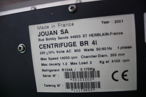 Thumbnail image of Jouan BR4I Benchtop Centrifuge S40 & T534 Rotors Faulty Spares/Repair