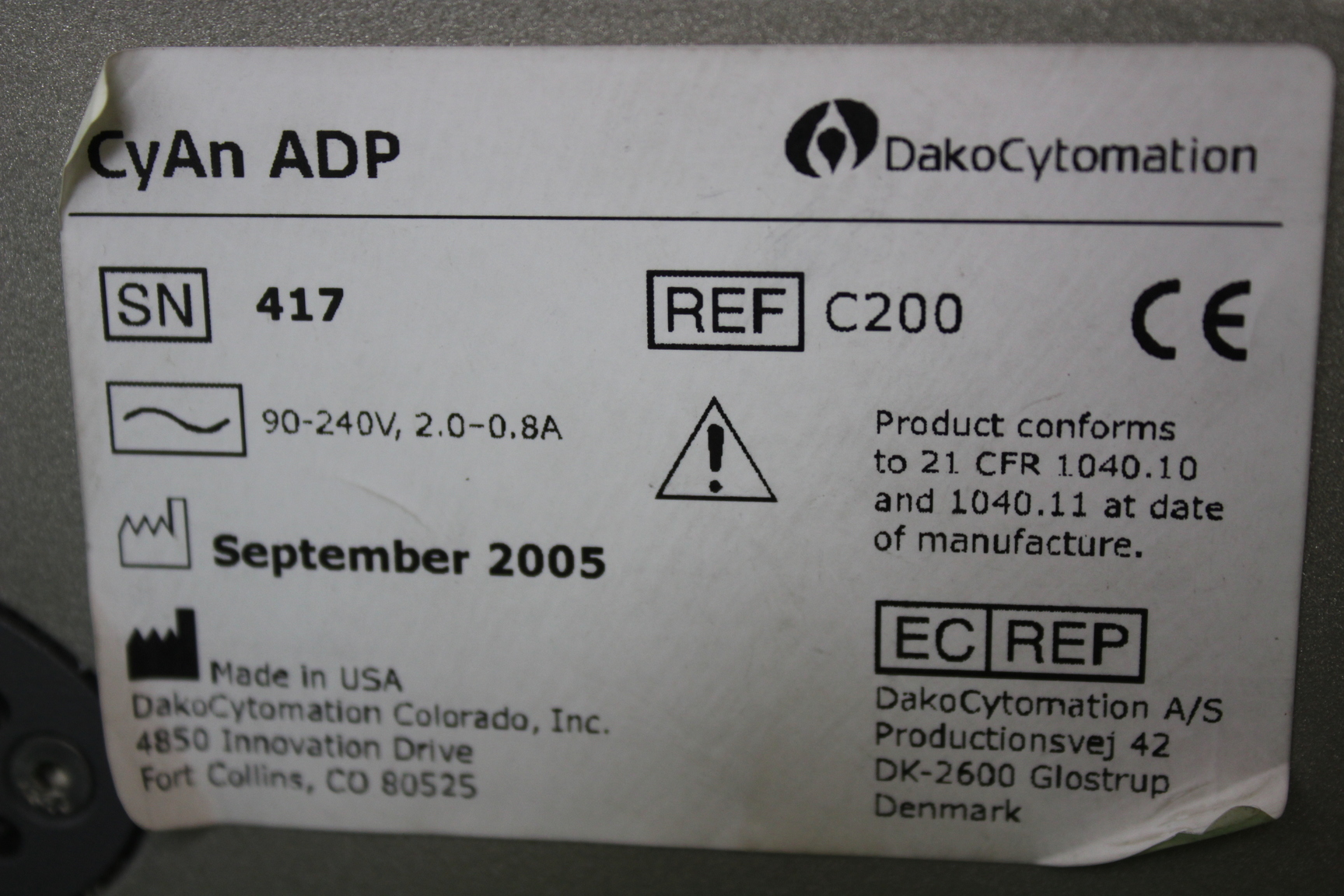Image of DakoCytomation Dako Cytomation Sheath Management System + CyAn ADP + Accessories
