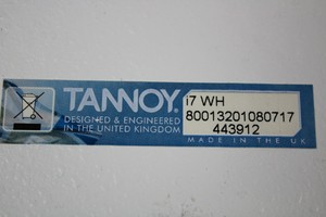Thumbnail image of Pair of Tannoy i7 WH Speakers 57cm tall with Mounting Plates