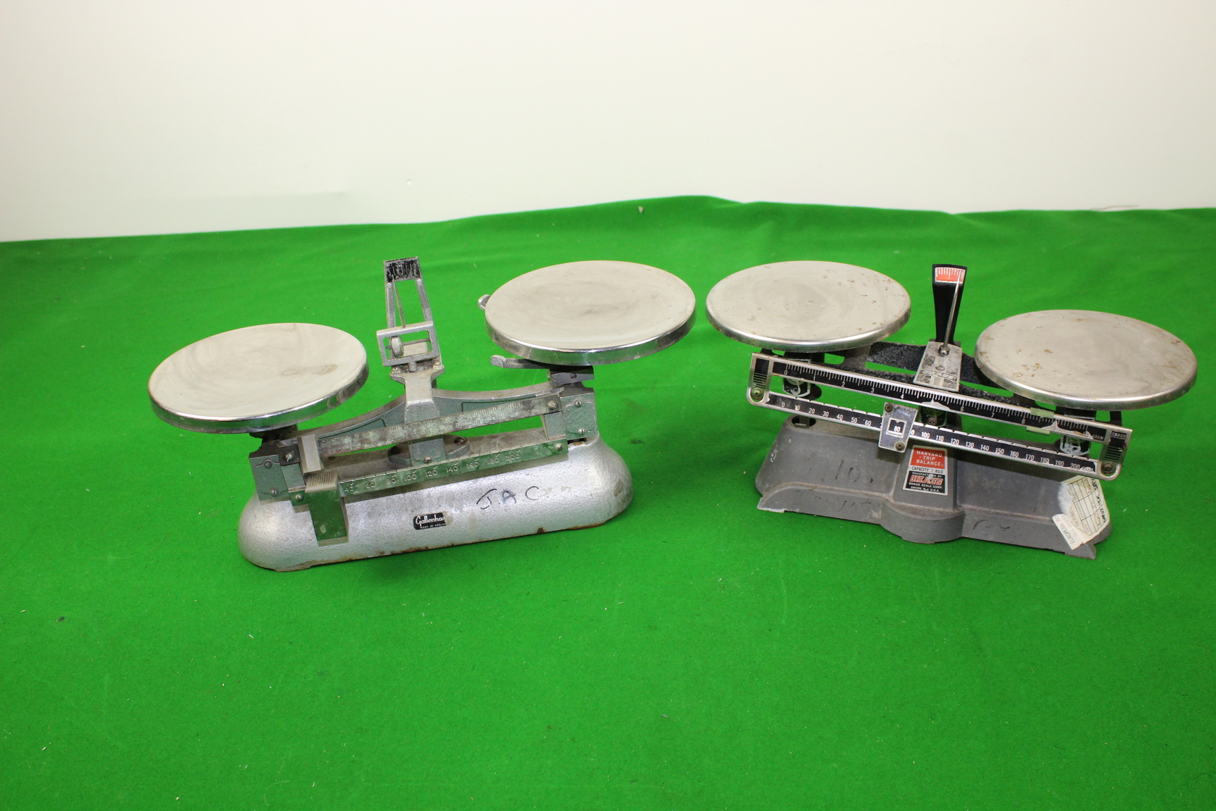 Image of Pair of Vintage Laboratory Balance scales, 1 x OHAUS, 1 x Gallenkamp