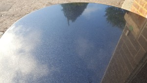 Thumbnail image of Black Solid Granite Café Table – 80cm Diameter with Stainless Steel Base 