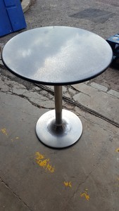 Thumbnail image of Black Solid Granite Café Table – 80cm Diameter with Stainless Steel Base 