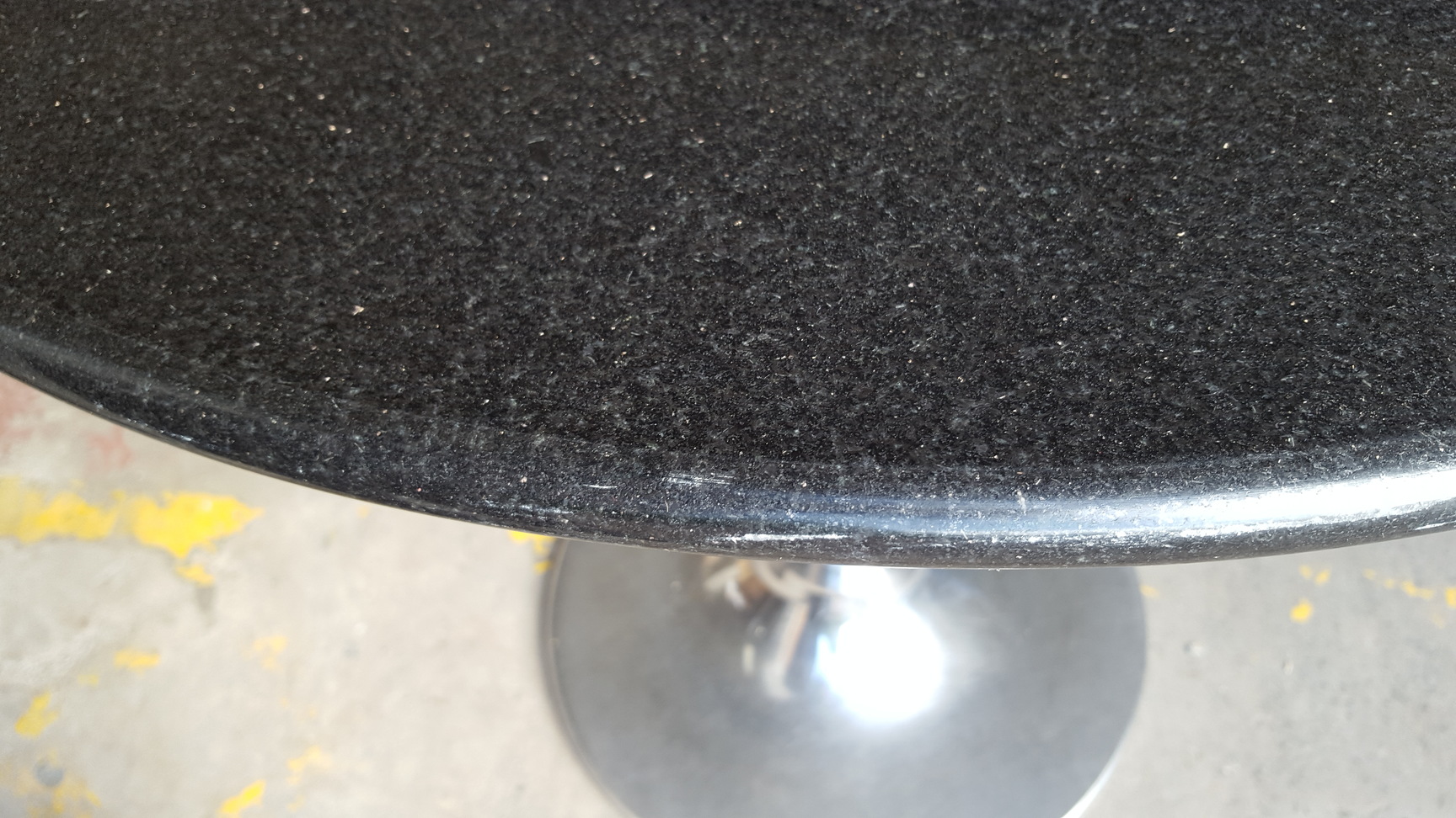 Image of Black Solid Granite Café Table – 80cm Diameter with Stainless Steel Base 