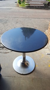 Thumbnail image of Black Solid Granite Café Table – 60cm Diameter with Stainless Steel Base 