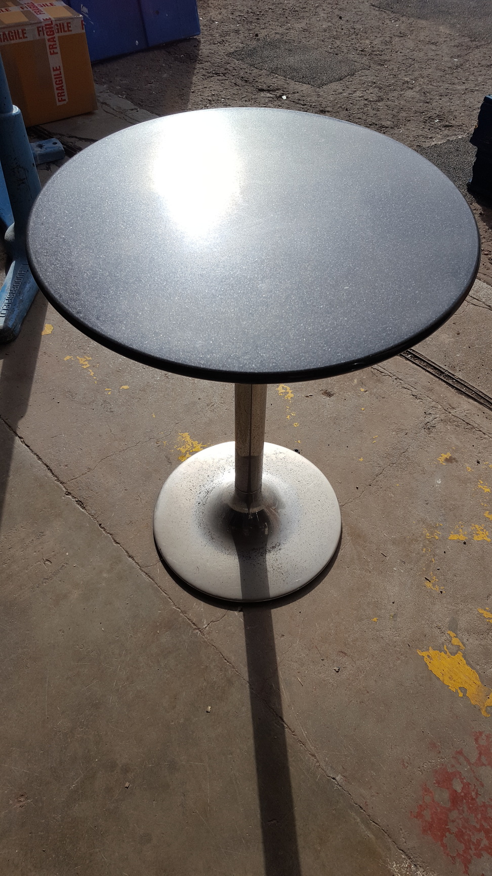 Image of Black Solid Granite Café Table – 60cm Diameter with Stainless Steel Base 