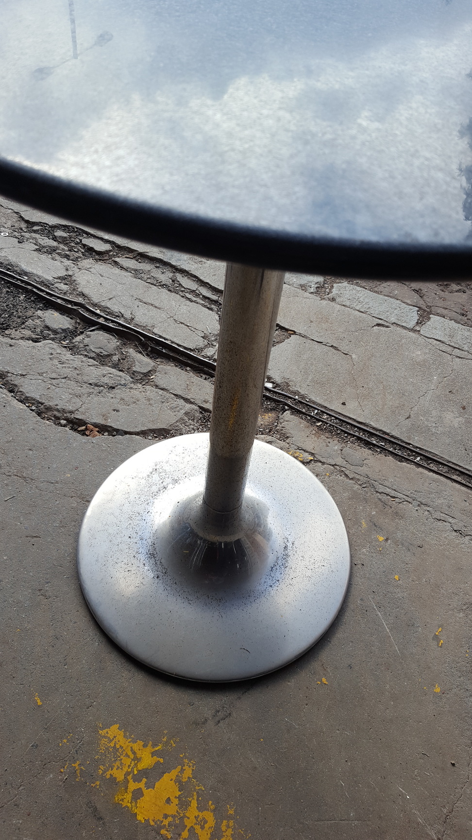 Image of Black Solid Granite Café Table – 60cm Diameter with Stainless Steel Base 