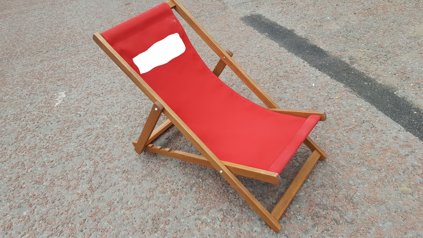 Image of SouthSea Hardwood Deckchairs with red upholstery Garden Furniture Patio 
