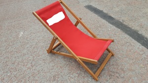 Thumbnail image of SouthSea Hardwood Deckchairs with red upholstery Garden Furniture Patio 