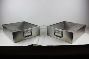 Thumbnail image of 2 Heavy Duty Stainless Steel Planters with sturdy handles 49x39x14cm  Upcycled  
