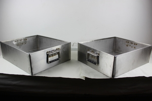 Thumbnail image of 2 Large Heavy Duty Stainless Steel Planters with handles 43x40x16cm Upcycled