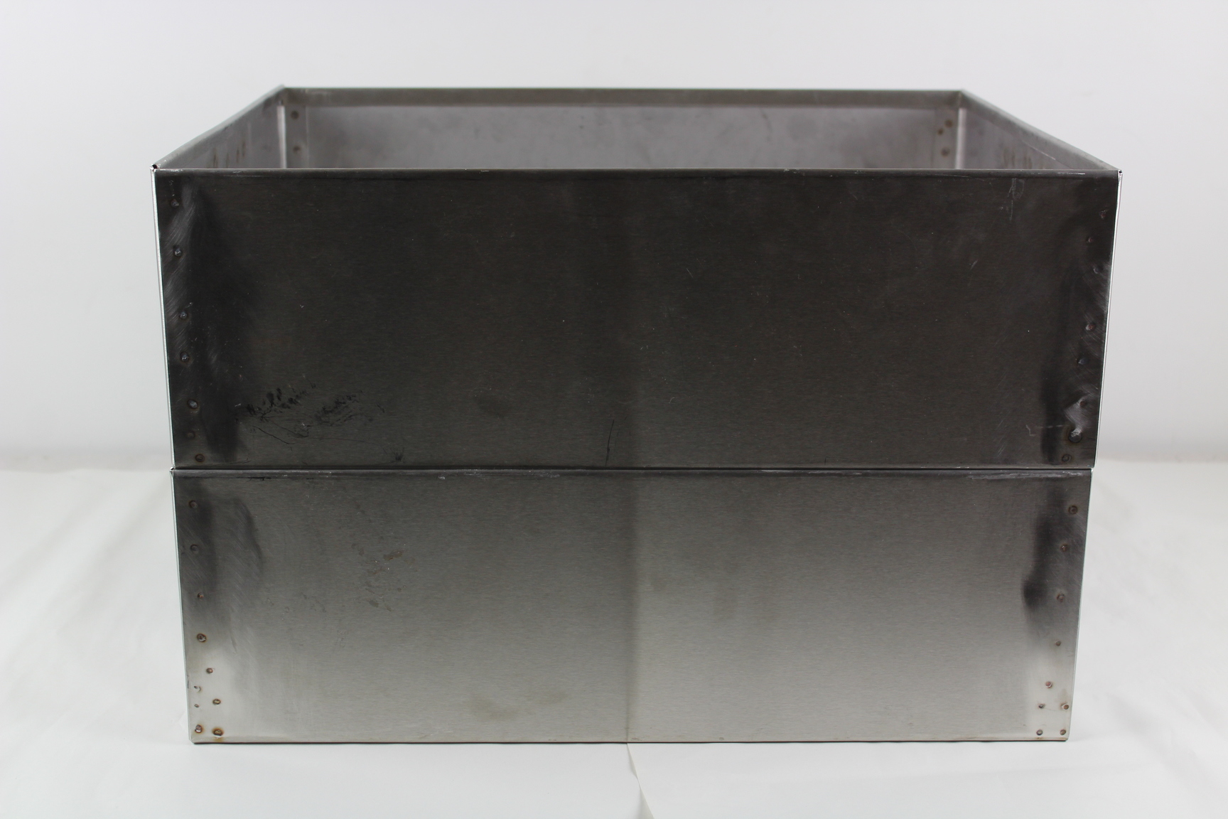 Image of 2 Large Heavy Duty Stainless Steel Planters with handles 43x40x16cm Upcycled