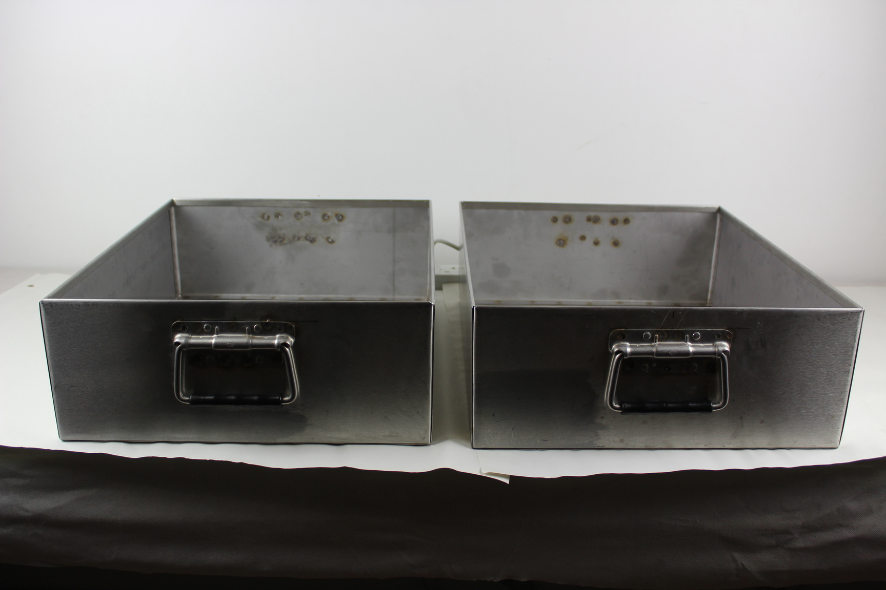 Image of 2 Large Heavy Duty Stainless Steel Planters with handles 43x40x16cm Upcycled