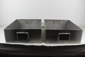 Thumbnail image of 2 Large Heavy Duty Stainless Steel Planters with handles 43x40x16cm Upcycled