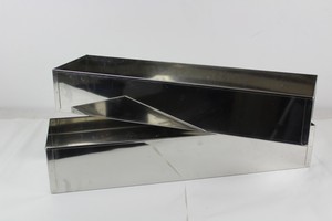 Thumbnail image of Set of 2 Stainless Steel Planters 56 cm l x 15 cm w x 10 cm h