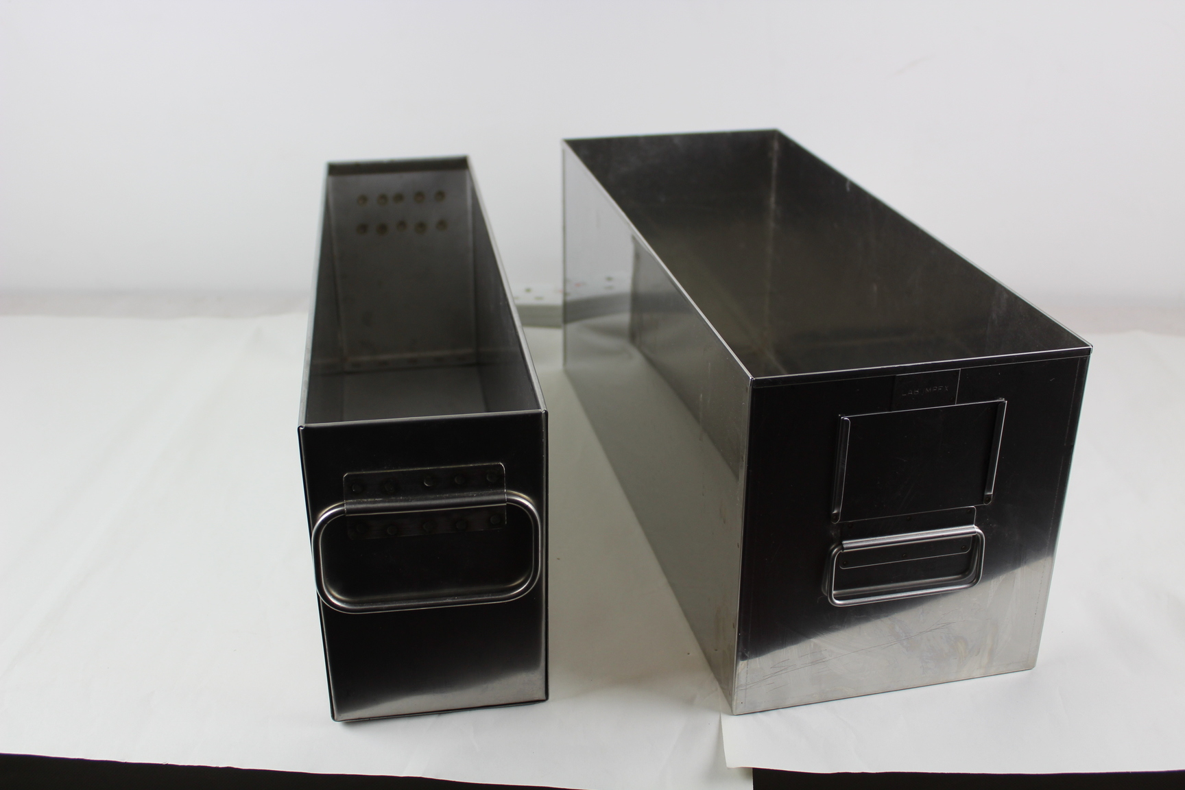 Image of 2 Stainless Steel Planters 49x12x18 cm & 47x18x20 cm  Upcycled