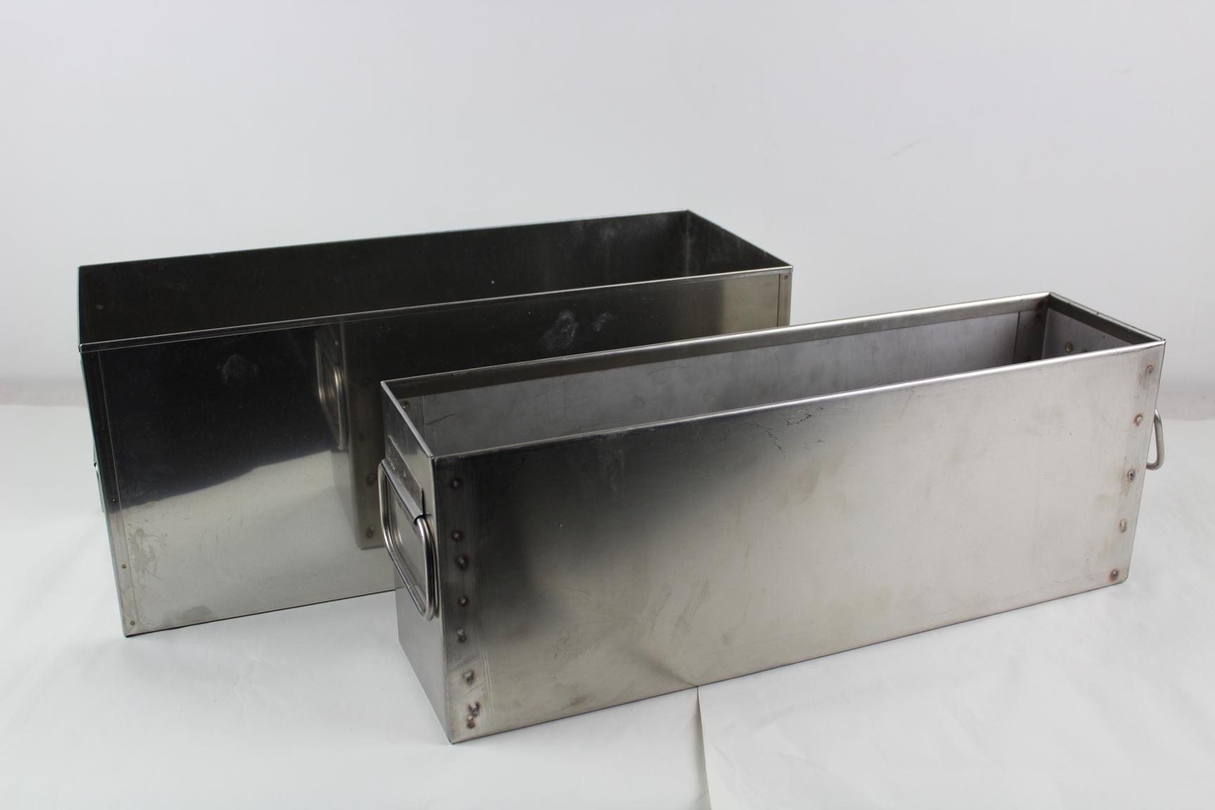 Image of 2 Stainless Steel Planters 49x12x18 cm & 47x18x20 cm  Upcycled