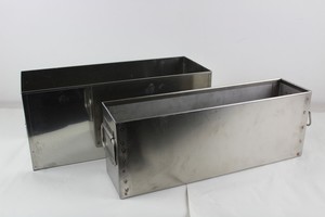 Thumbnail image of 2 Stainless Steel Planters 49x12x18 cm & 47x18x20 cm  Upcycled