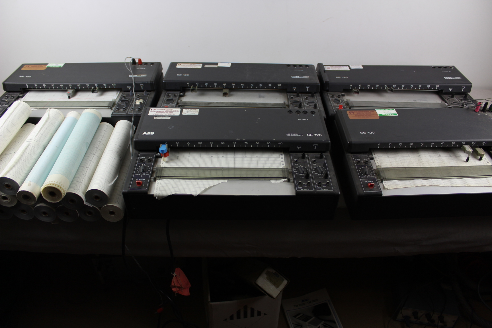 Image of Lot of 5 BBC Goerz Metrawatt SE 120 Chart Recorder - 2 Channel + 20 rolls Paper