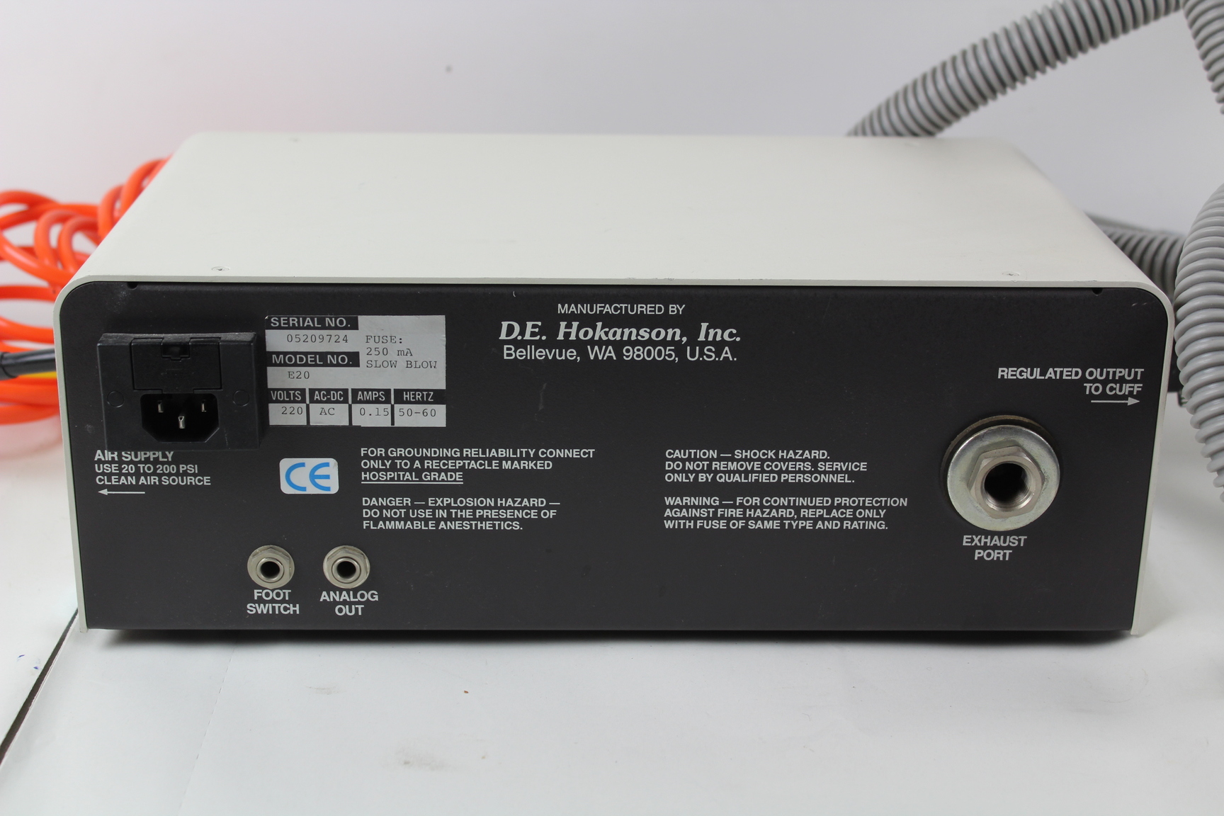 Image of Hokanson E 20 Rapid Cuff Inflator Medical Laboratory Blood Pressure Monitor