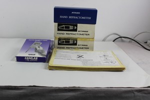Thumbnail image of Lot of 3 x Atago Hand Refractometer + 2 x Camlab Pocket pH Meter