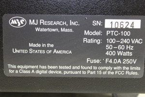 Thumbnail image of MJ Research PTC100 Programmable Thermal Controller