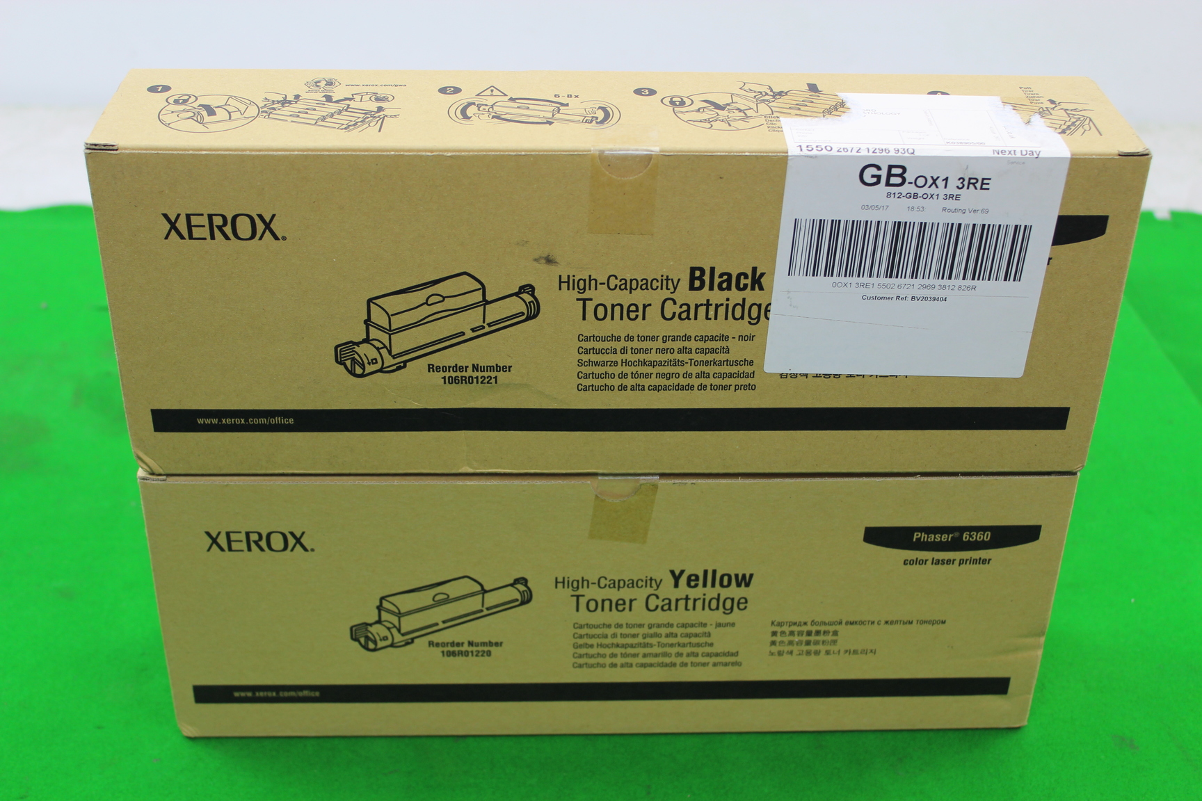 Image of 3 NEW XEROX Phaser Toner Cartridges 6300/6350/6360 6360 & Transfer Roller