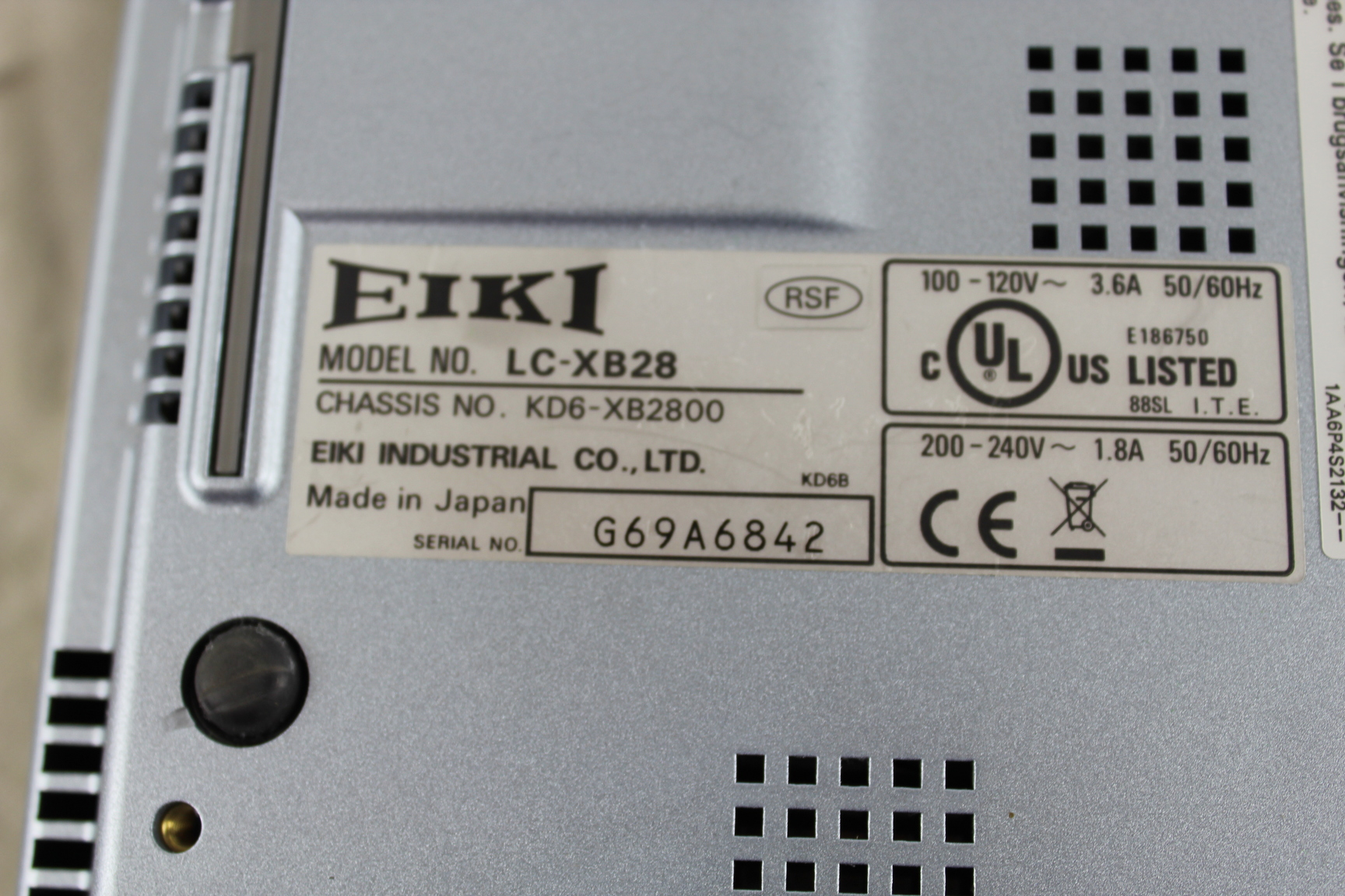 Image of Eiki LCD Brilliant Projector LC-XB28 SN: G69A6842 Chassis No: KD6-XB2800