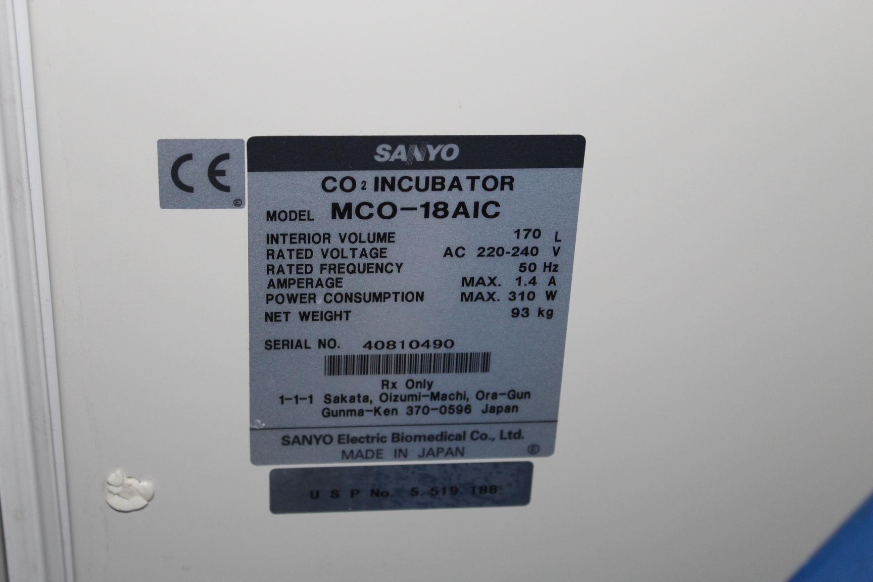 Image of 2 Faulty Sanyo CO2 Incubators MCO-18AIC SN 40810490 220-240V 170 Litres