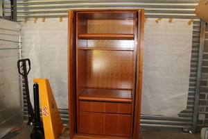 Thumbnail image of Authentic Varnished Cherry Wood Cabinet With Sliding Doors And Shelves