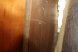 Thumbnail image of Authentic Varnished Cherry Wood Cabinet With Sliding Doors And Shelves