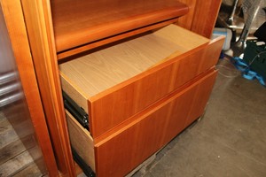 Thumbnail image of Authentic Varnished Cherry Wood Cabinet With Sliding Doors And Shelves