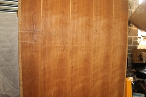Thumbnail image of Authentic Varnished Cherry Wood Cabinet With Sliding Doors And Shelves