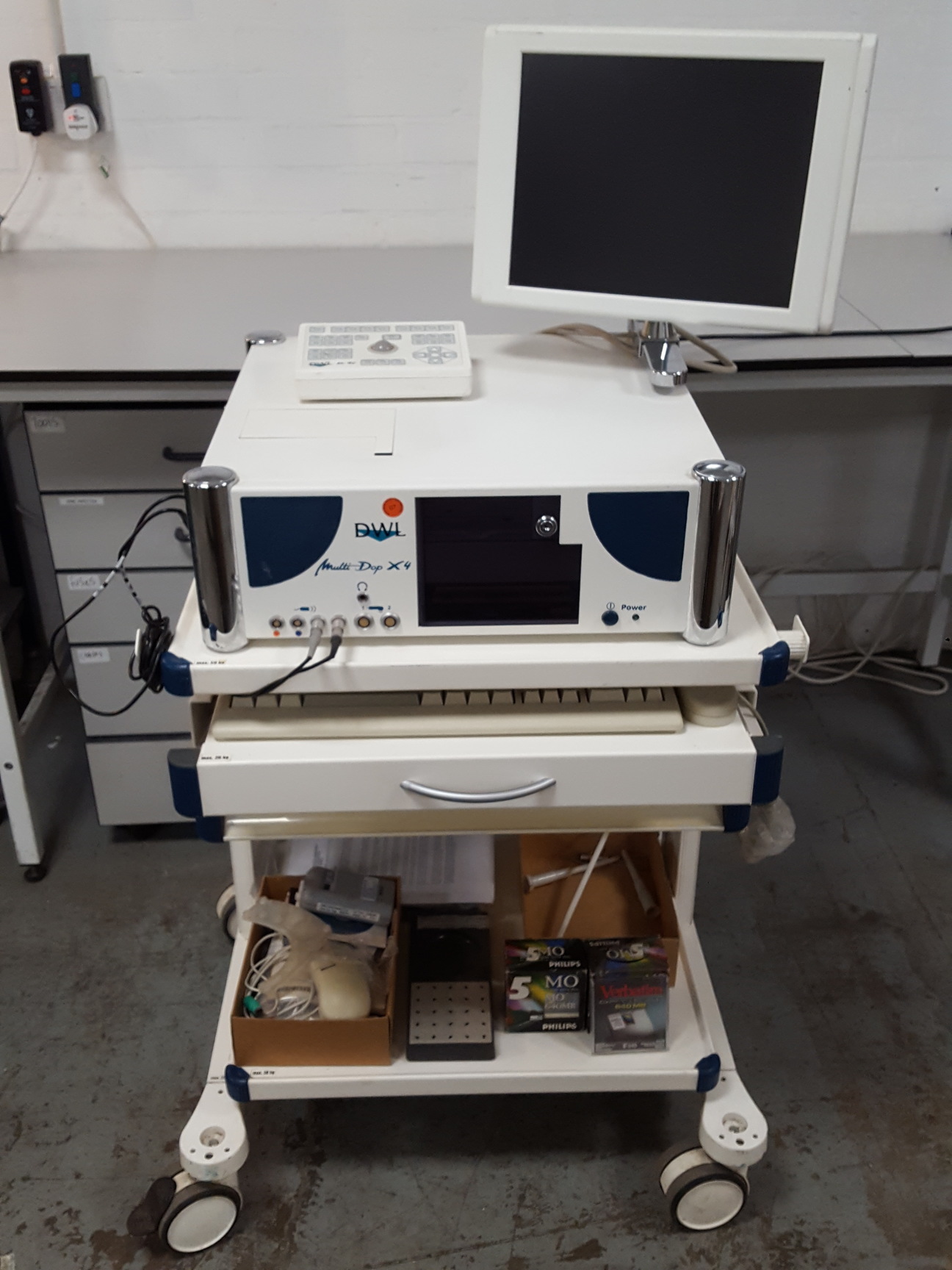 Image of DWL Multi Dop X4 Doppler Ultrasound Sonograph Machine X4-RC Screen w/ Trolley