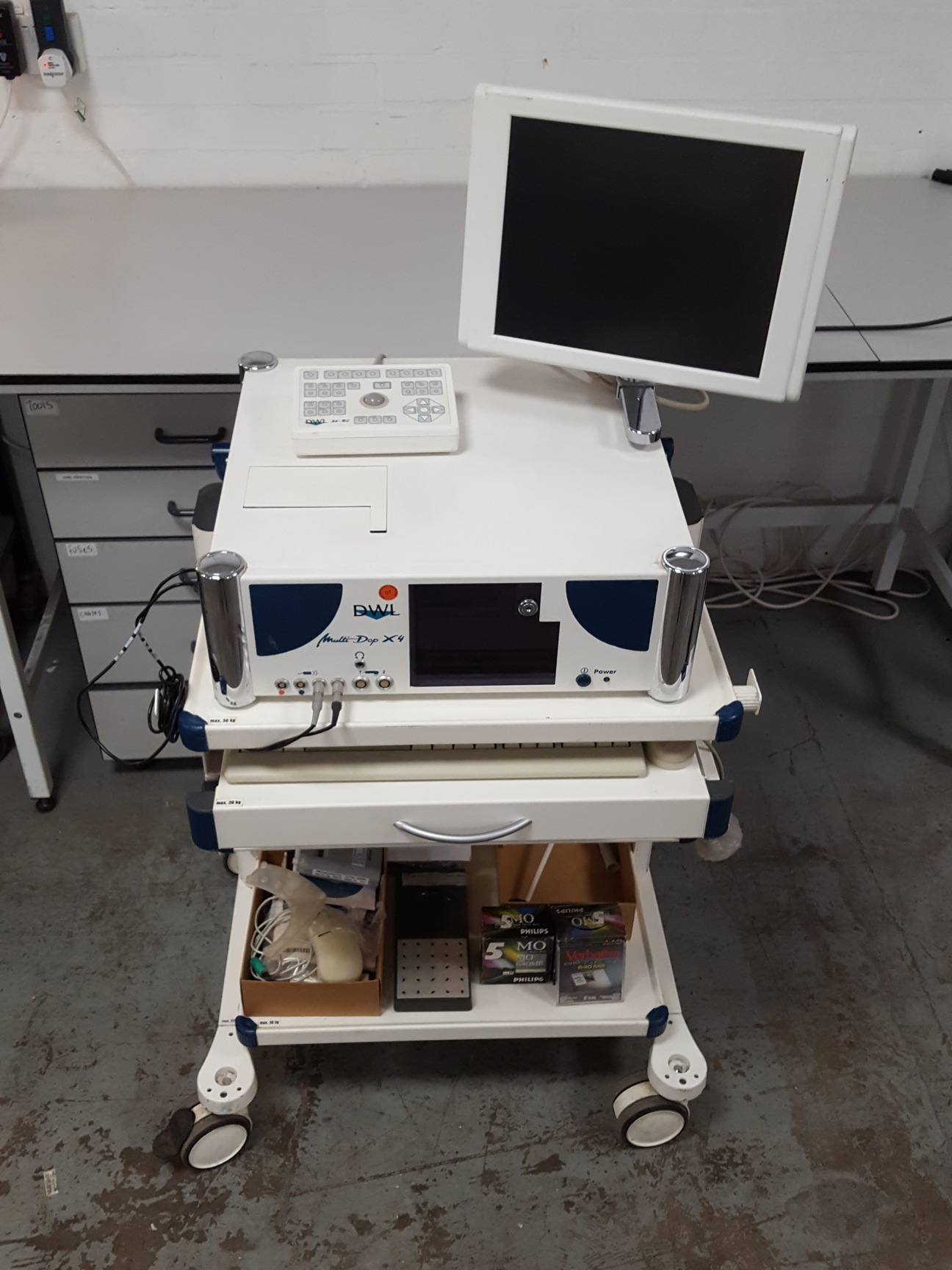 Image of DWL Multi Dop X4 Doppler Ultrasound Sonograph Machine X4-RC Screen w/ Trolley