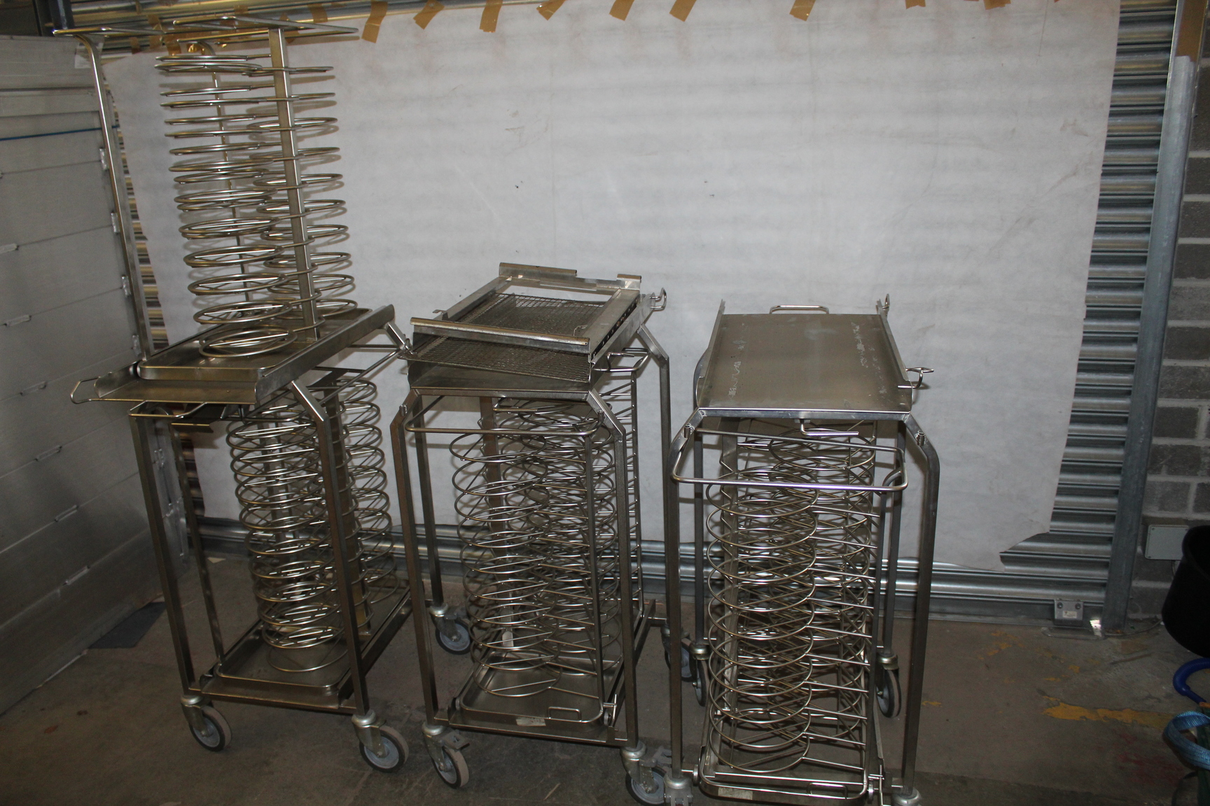 Image of 3 Stainless Steel Commercial Kitchen Plate Rack Holders 20 Per Trolley