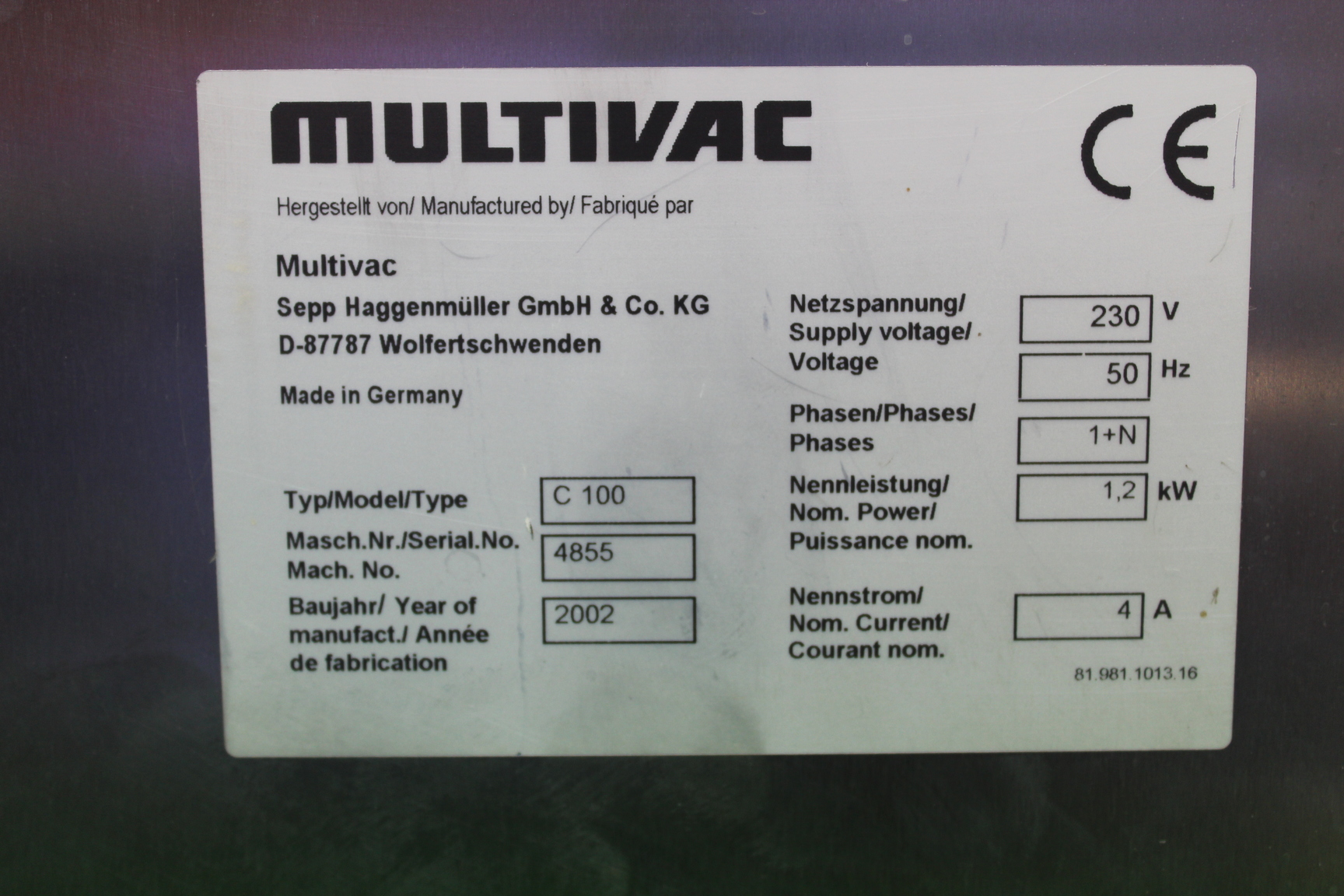 Image of Multivac Vacuum Packer C100 Professional Vacuum Packer - Faulty