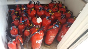 Thumbnail image of Job lot of 64 Various size Fire Extinguishers, Foam, Water, Powder