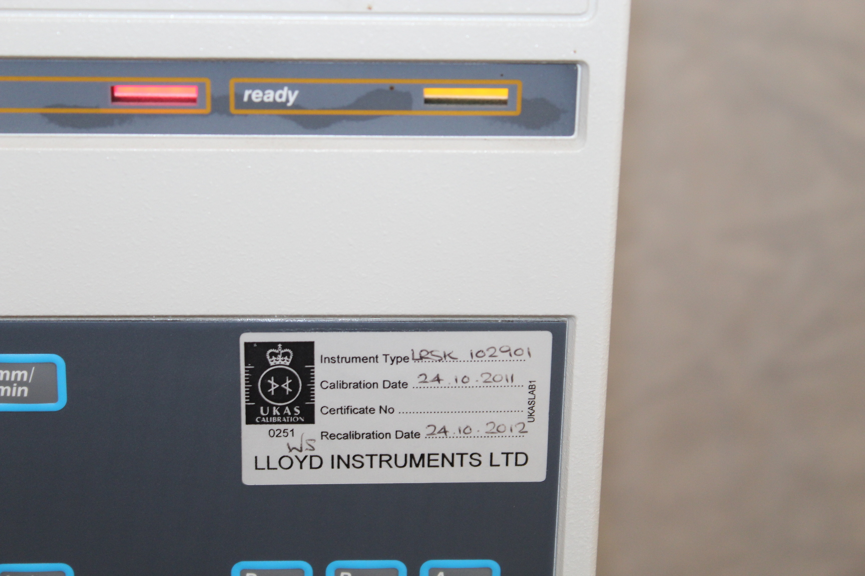 Image of Lloyd LR 5K Instruments Testing Plus Date Sheet System Lab Inc Extra Parts