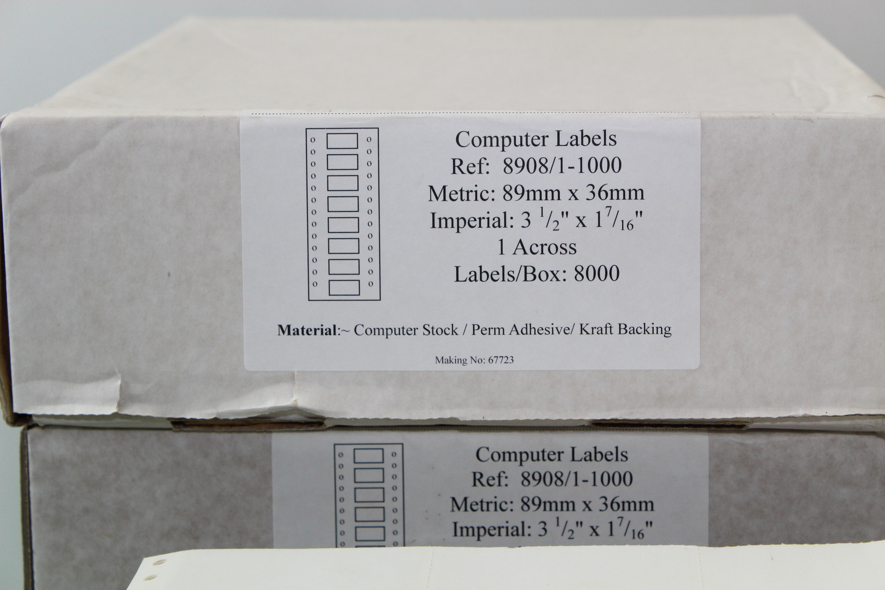 Image of Lot of Continuous Computer Labels White 89x36mm + 70x36mm