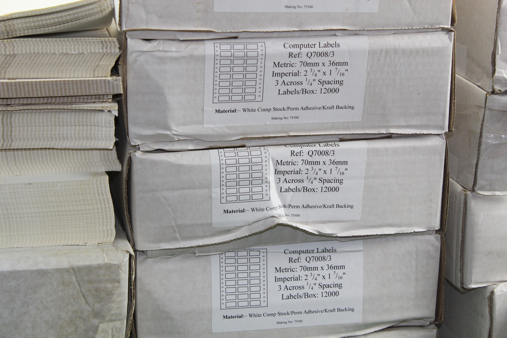 Image of Lot of Continuous Computer Labels White 89x36mm + 70x36mm