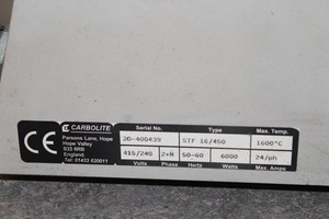 Thumbnail image of Carbolite Glass Furnace STF 16/450 Maximum Temperature 1600C Glass Lab Oven Heat