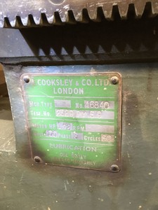 Thumbnail image of A.Cooksley and Co Wood Work Shop Lathe Motor Size ALK2 52" x 62" x 19"