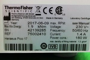 Thumbnail image of Thermo Heraeus Pico 17 Centrifuge 