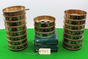 Thumbnail image of Job Lot 18 Endecotts Brass Laboratory Test Sieves Various Sizes Great Condition