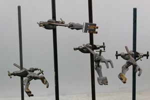 Thumbnail image of Job Lot 5 x Vintage Laboratory Clamp Stands with Claw Clamps