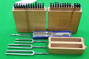 Thumbnail image of Collection of Ragg Scientific Tuning Forks (RTF) in 2 Beautifully Made Wood Case