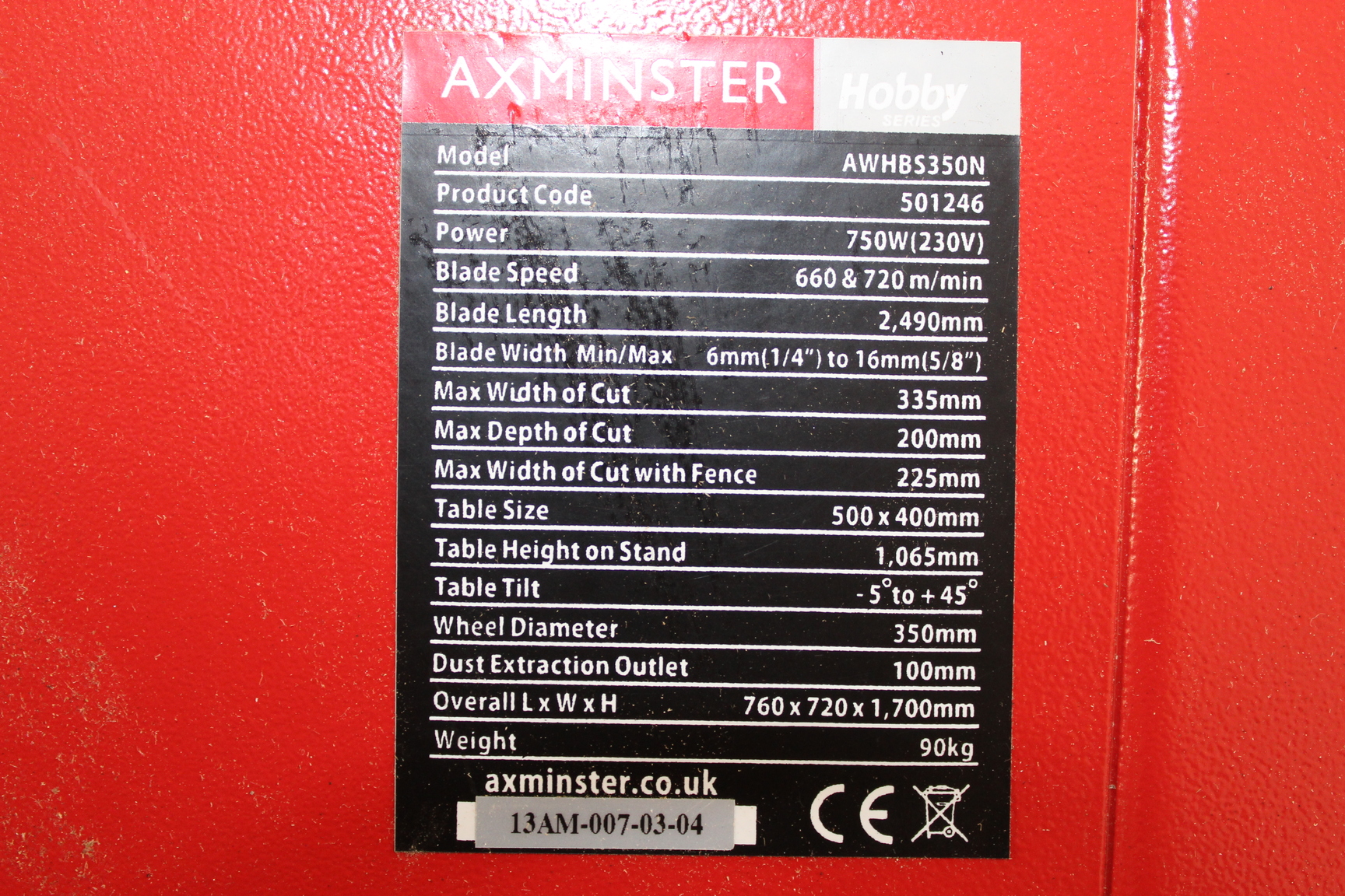 Image of Axminster Hobby Band Saw Model AWHB535ON Wood Metal Steel Workshop Woodwork