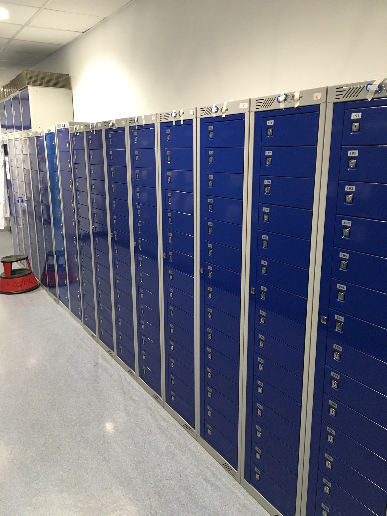 Image of Set of 6, 15-Door Garment Lockers + Keys & Master, Uniform, Germ Guard, Lab Coat
