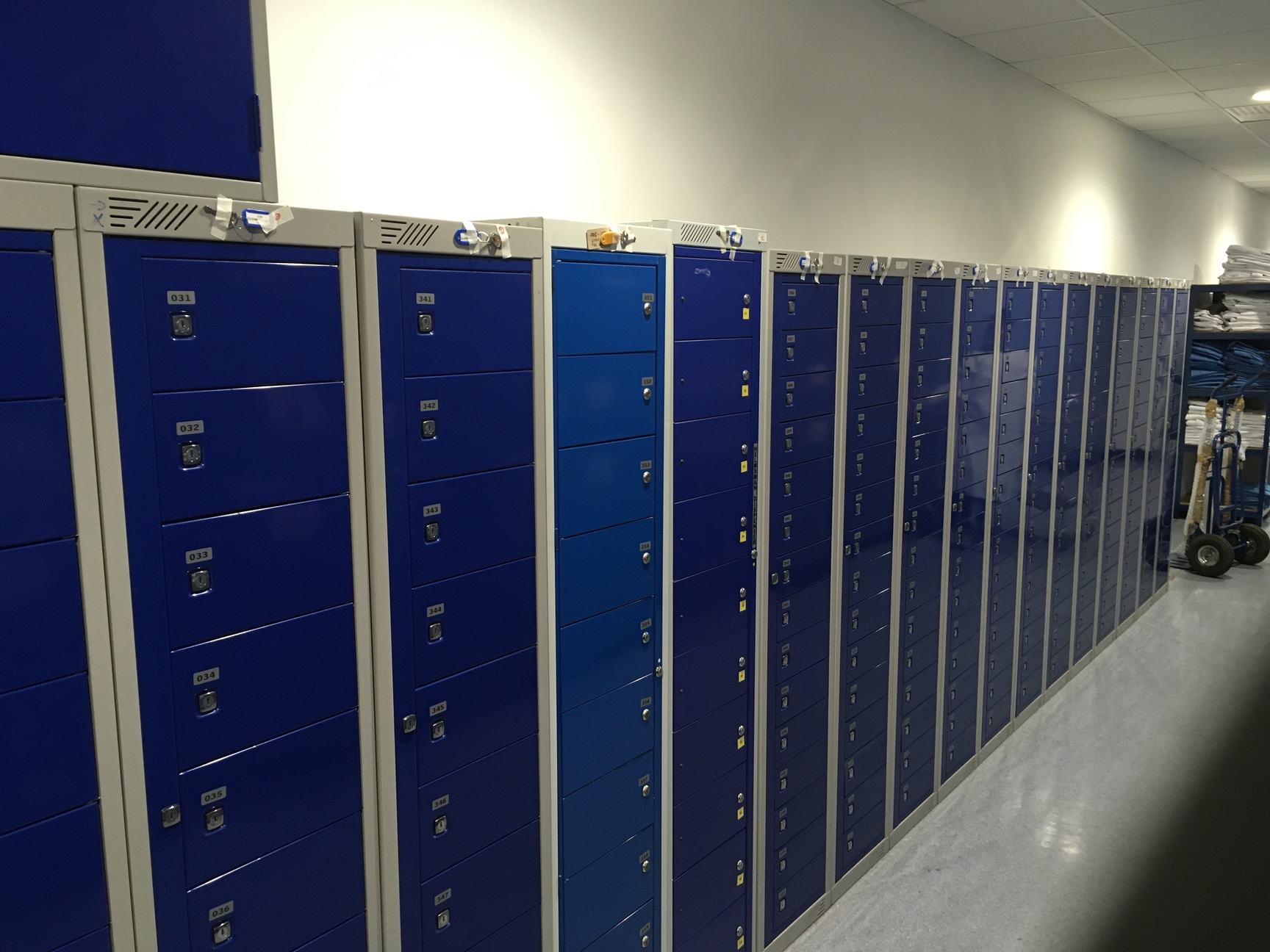 Image of Set of 6, 15-Door Garment Lockers + Keys & Master, Uniform, Germ Guard, Lab Coat